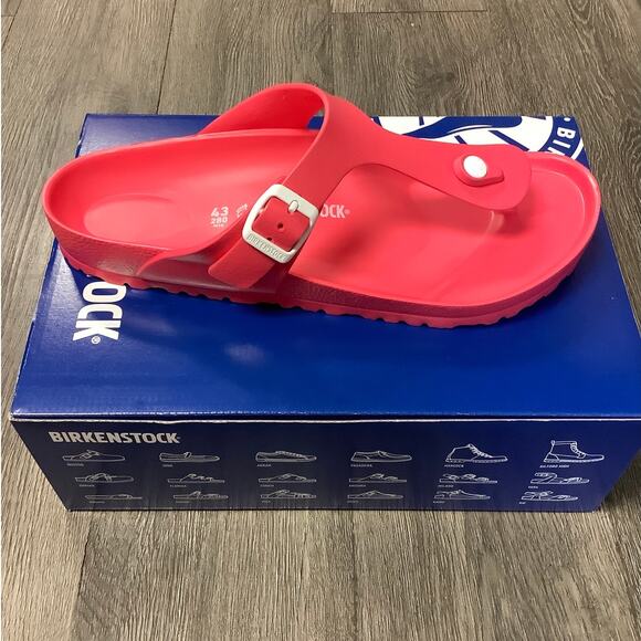 Birkenstock Mens 43/M10 Coral Pink Gizeh Eva Thong Sandals Slip On P3-6 - Picture 7 of 7